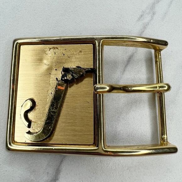 Vintage J Initial Letter Gold Tone Belt Buckle - Picture 1 of 9